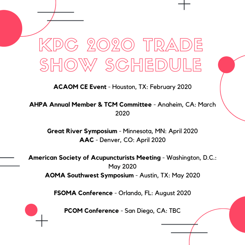 KPC Herbs 2020 Trade Show Schedule